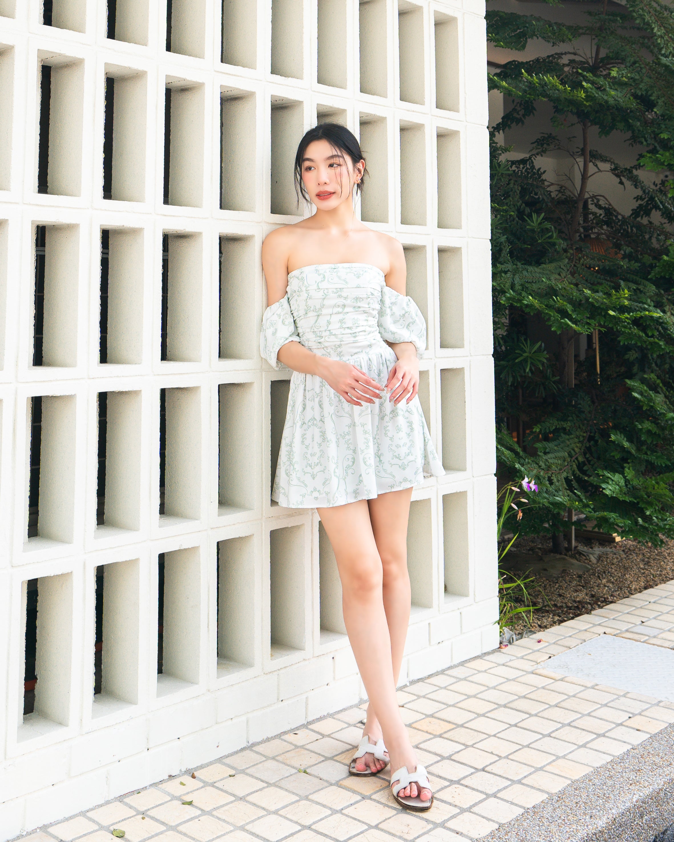 IVORY Dress in Enchanted Green