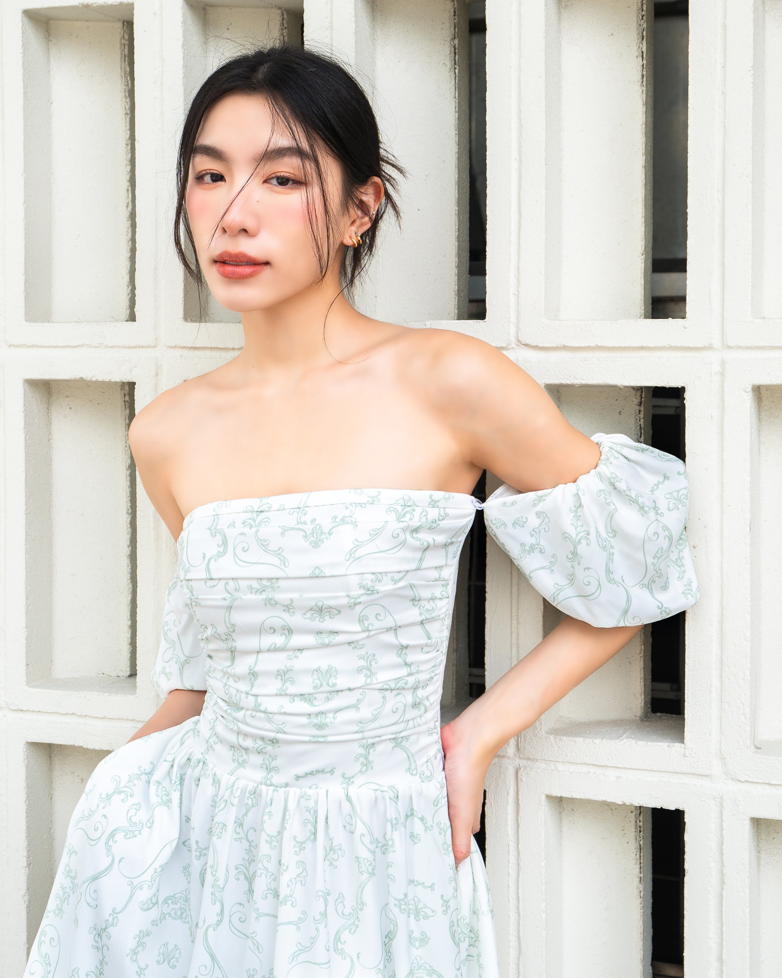 IVORY Dress in Enchanted Green