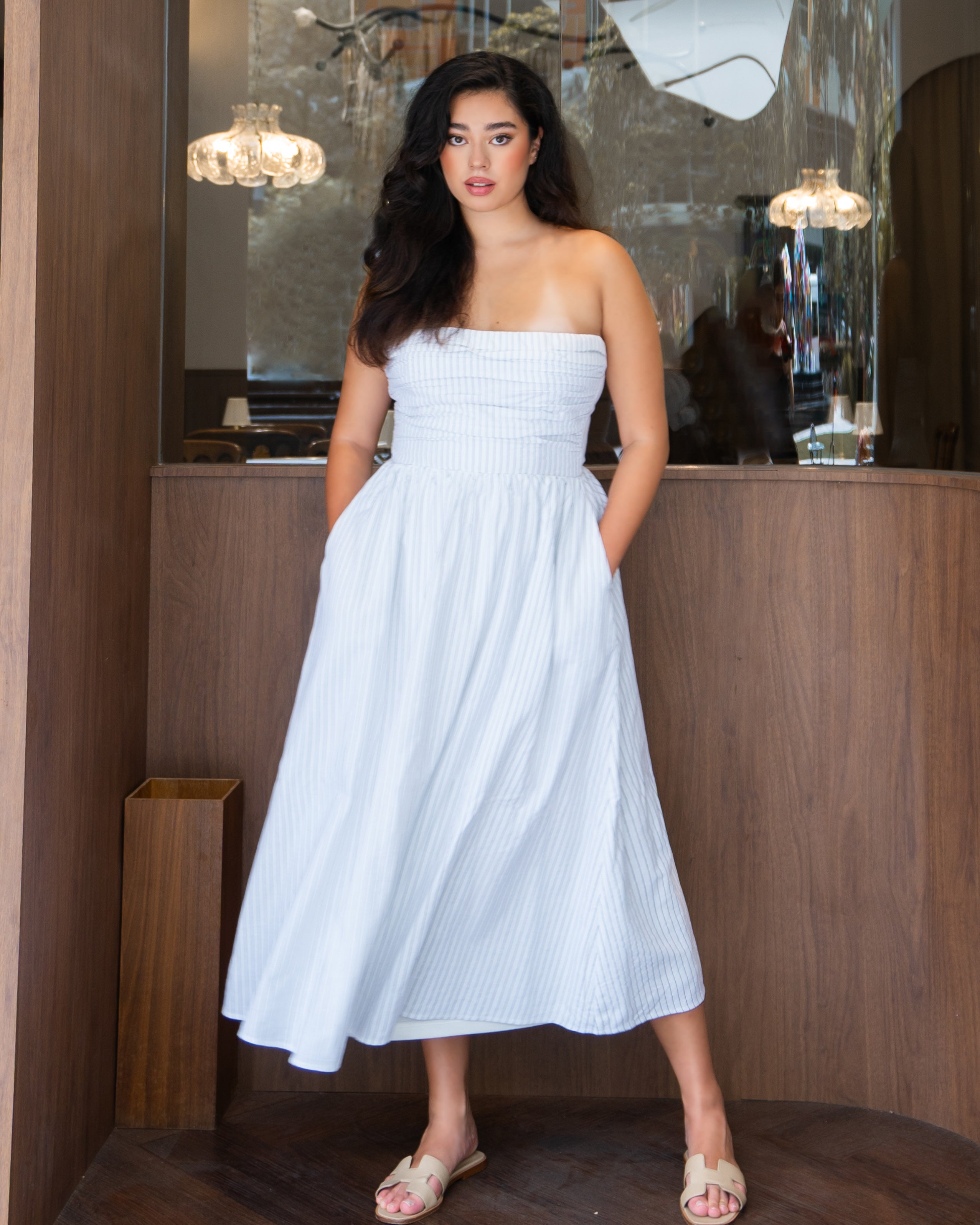 FION Dress in Black Stripe