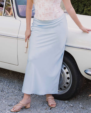 JO Maxi Skirt in Light Blue & Red