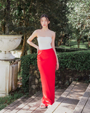 JO Maxi Skirt in Light Blue & Red