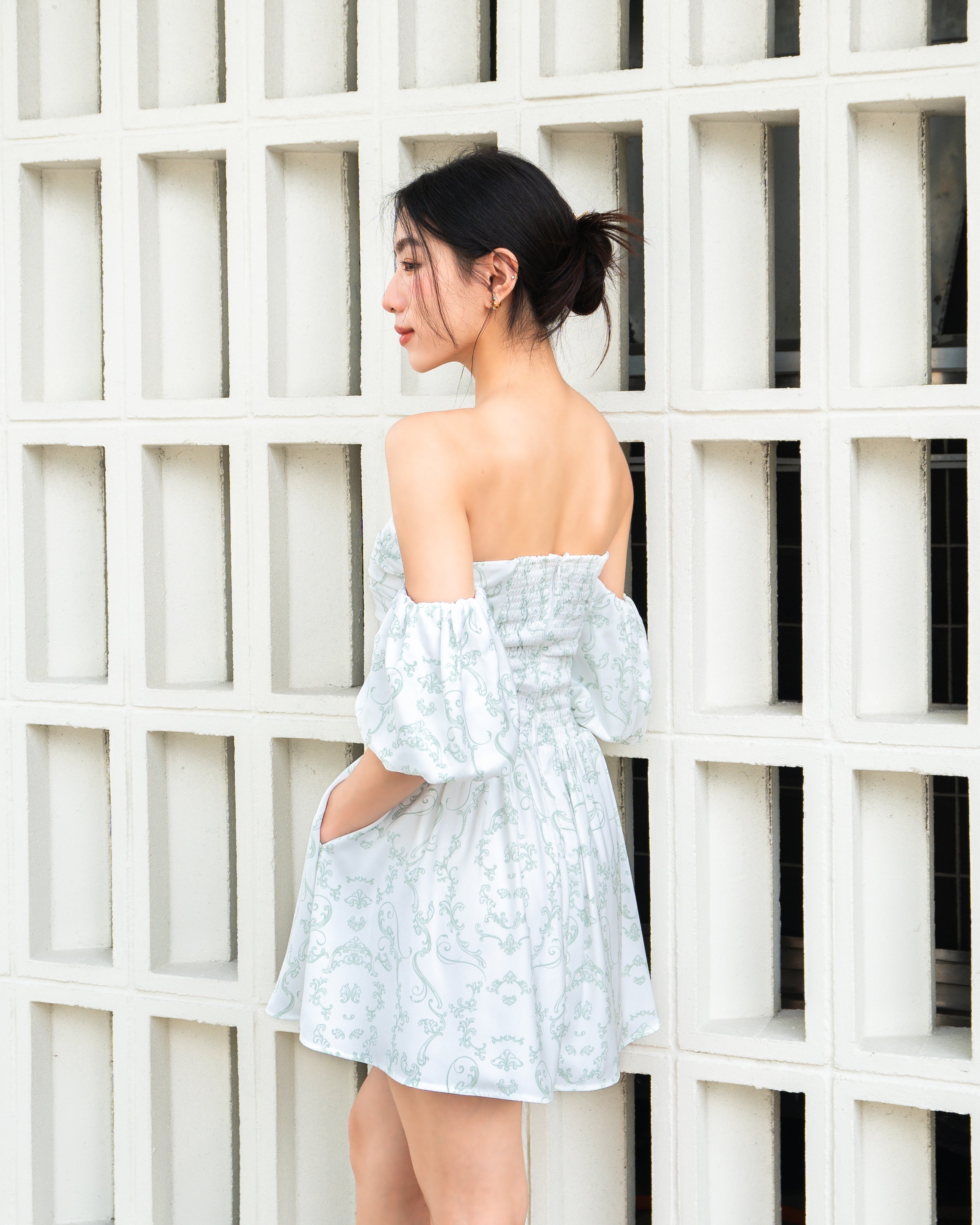 IVORY Dress in Enchanted Green